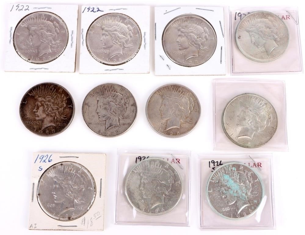 SILVER LIBERTY PEACE DOLLARS UC 1920S - (11) (1 of 5)