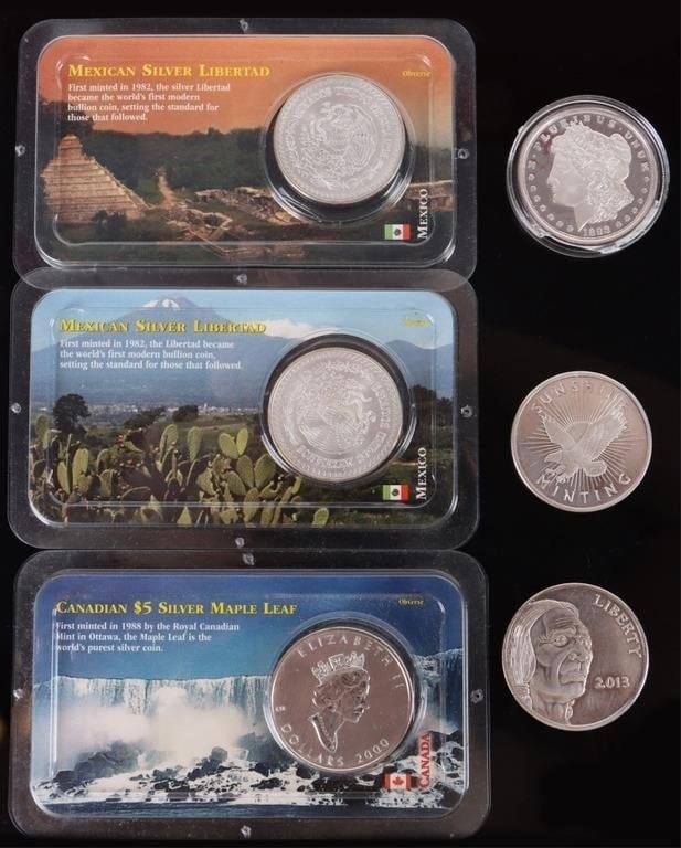 ASSORTED FINE SILVER MS BULLION COINAGE - (6) (1 of 7)