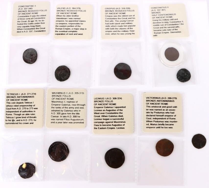 ANCIENT ROMAN BRONZE ANTONINIANUS COINS W/ COA (1 of 7)