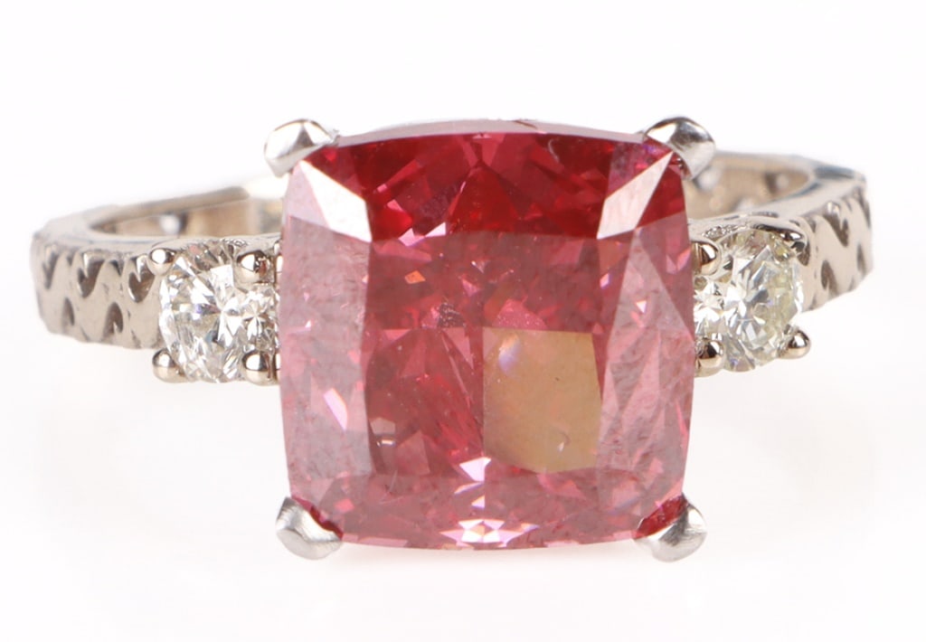 GIA 6.47CT VVS2-VS1 PINK DIAMOND18K GOLD RING (1 of 4)