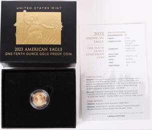 2023 W 1/10 OZ GOLD $5 EAGLE PROOF MINT BOX W/ COA