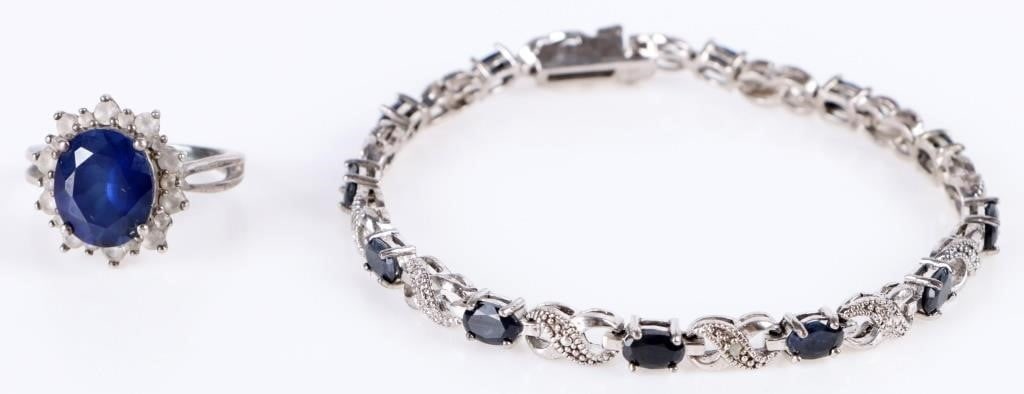 STERLING SILVER SAPPHIRE TOPAZ RING & BRACELET (1 of 5)