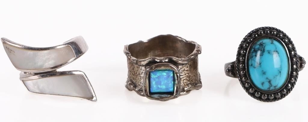 STERLING SILVER MOP, TURQUOISE, & OPAL RINGS (1 of 5)
