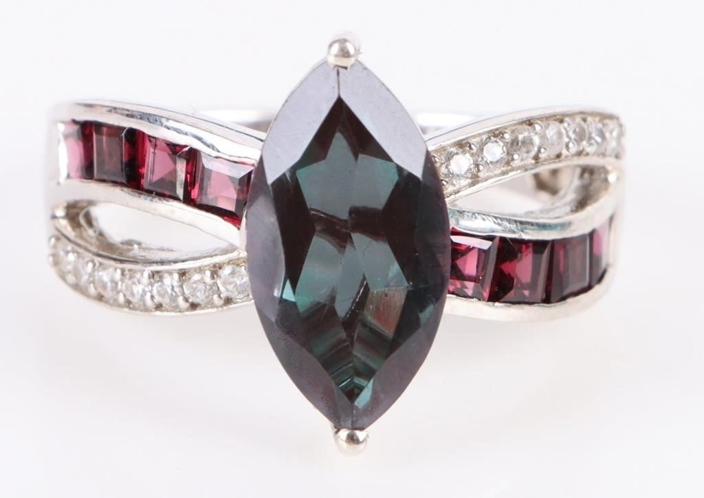SPINEL, GARNET & TOPAZ STERLING SILVER LADIES RING (1 of 3)