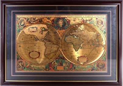 HENRY HONDIO GEOGRAPHICA FOIL WORLD MAP PRINT