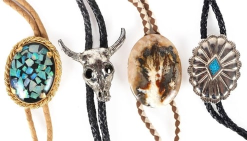 COLLECTIBLE MEN'S WESTERN-STYLE BOLO TIES - (4)