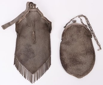 ANTIQUE ALPAKKA MESH PURSES - (2)