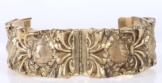 VINTAGE GOLD-TONED ORNATE LADIES CUFF BRACELET