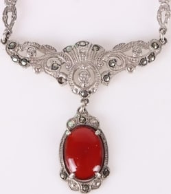 VINTAGE JASPER STERLING PLATED LADIES NECKLACE