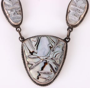 STAMPED STERLING SILVER MARBLED NECKLACE