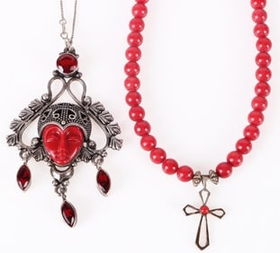 RED CORAL STERLING SILVER LADIES RELIGIOUS JEWELRY