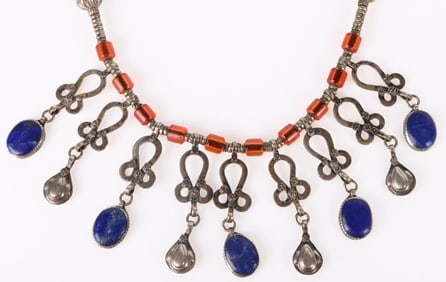 AFGHAN TRIBAL STERLING SILVER LAPIS NECKLACE