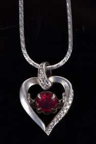0.50CT ROUND RED RUBY STERLING HEART NECKLACE