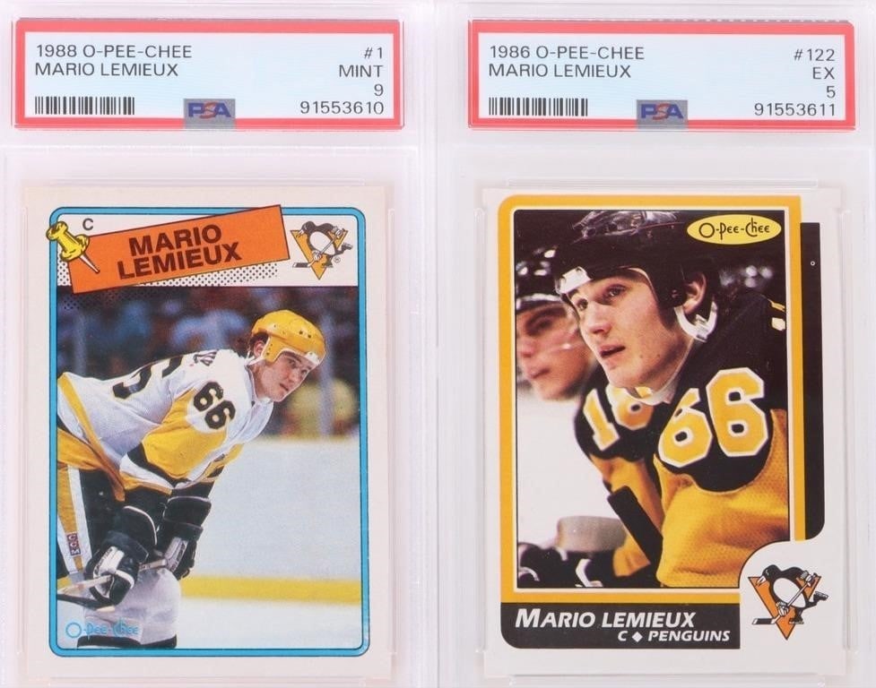PSA GRADED MARIO LEMIEUX O-PEE-CHEE 1986 & 1988 (1 of 5)