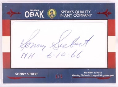 AUTHENTIC SONNY SIEBERT NO HITTER AUTOGRAPH