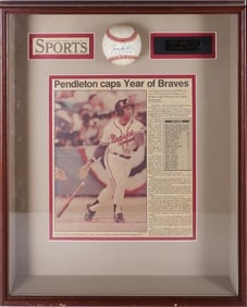 TERRY PENDLETON 1991 NL MVP SIGNED BASEBALL FRAMED