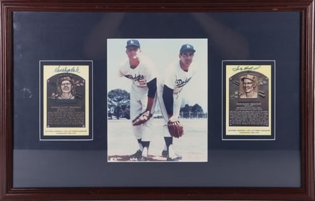 SIGNED SANDY KOUFAX & DON DRYSDALE FRAMED PHOTO