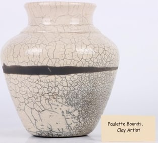 PAULETTE BOUNDS CLAY POTTERY ART VASE