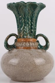 GLAZED TURNIP-SHAPED VINTAGE CRACKLE ASIAN VASE