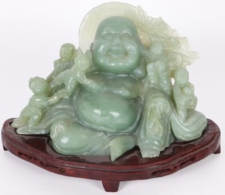 LARGE CARVED JADE RELIGIOUS BUDDHIST SCULPTURE