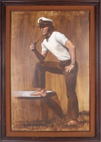 OIL ON CANVAS DEPICTING A SAILOR BY LETITIA FRAMED