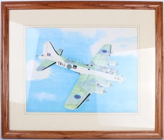 LYNCH JET BOMBER WATERCOLOR PAINTING