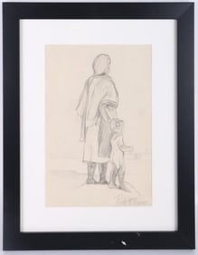 PAOLO ORIGINAL FIGURAL FRAMED SKETCHING AFTER