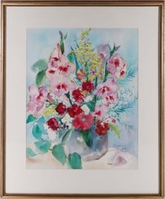 SOPHINA COTY ORIGINAL SIGNED WATERCOLOR FLOWERS