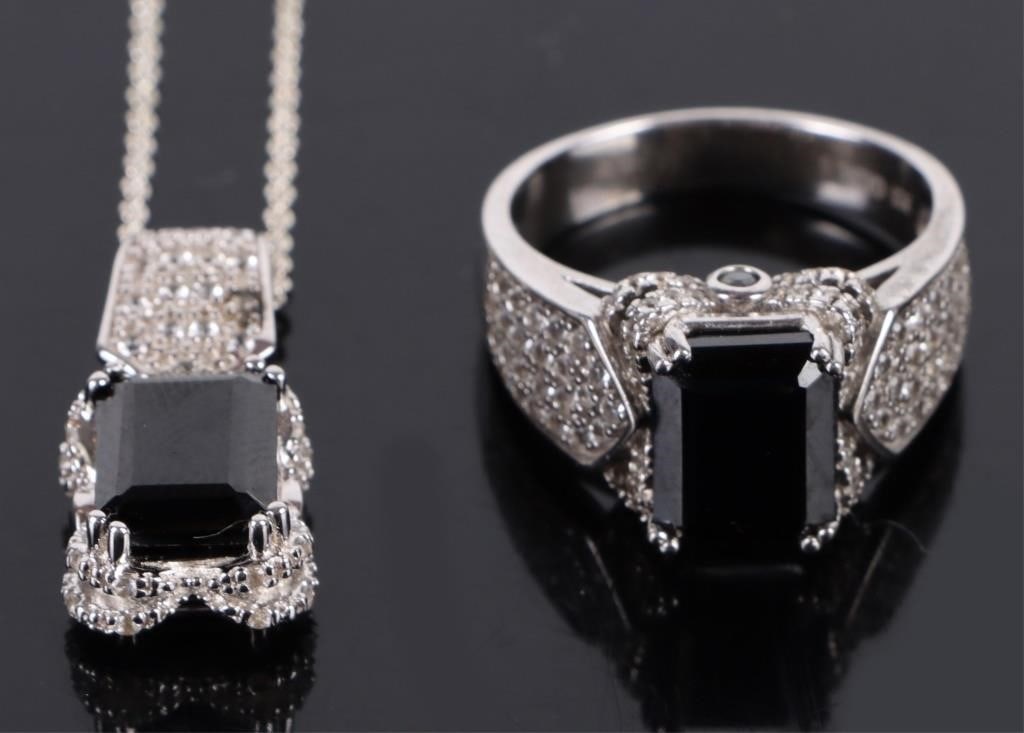 BLACK SPINEL STERLING SILVER JEWELRY SET (1 of 3)