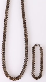 STERLING SILVER VINTAGE BEADED NECKLACE & BRACELET