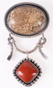 STERLING SILVER JASPER & AGATE LADIES PENDANT