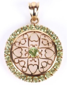 STERLING SILVER PERIDOT FILIGREE LADIES PENDANT