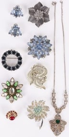 RHINESTONE LADIES FASHION BROOCHES & JEWELRY