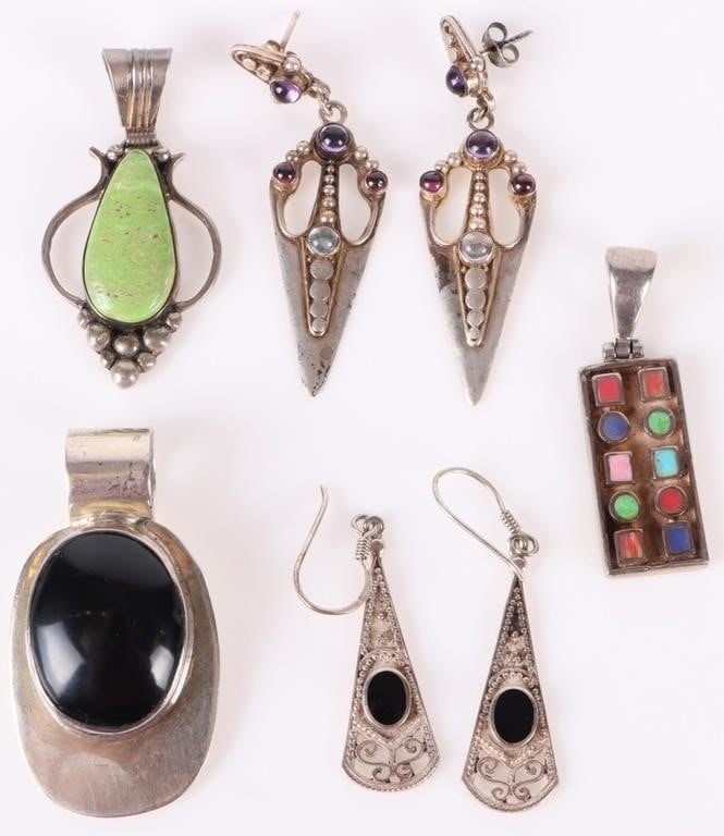 MEXICO STERLING SILVER PENDANTS & EARRINGS (1 of 4)