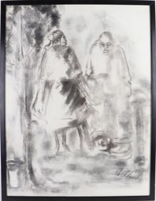 ORIGINAL CHARCOAL PAINTING SIGNED LANEKO