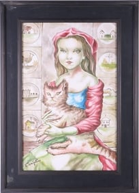 TSUGUHARA FOUJITA OIL ON CANVAS IN THE MANNER OF