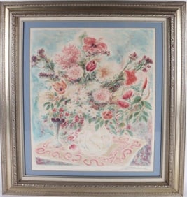 OIL ON CANVAS DEPICTING BOUQUET ON A CLOTH