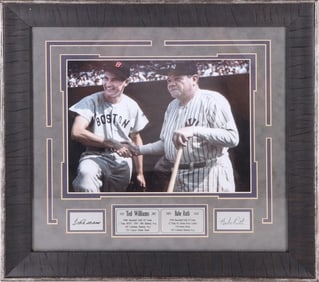TED WILLIAMS & BABE RUTH COMMEMORATIVE PHOTO
