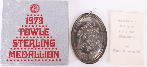 1973 TOWLE STERLING SILVER TURTLE DOVES ORNAMENT