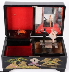 JAPANESE BLACK LACQUERED MUSIC/JEWELRY BOX