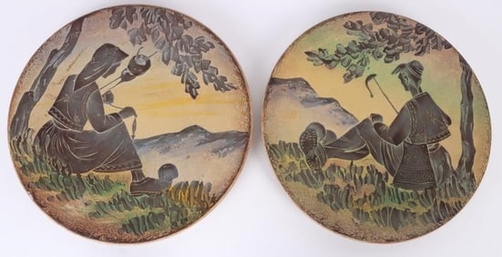 SIGNED GREEK HAND-MADE WALL HANGING PLATES