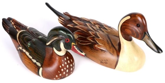 SIGNED BIG SKY CARVERS WOOD & PINTAIL DUCK DECOYS