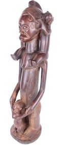 MEDIUM SIZED WOODEN AFRICAN MATERNITY STATUE