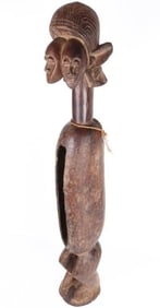 LARGE ANTIQUE HAND CARVED AFRICAN SLITDRUM STATUE