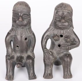 PERUVIAN CERAMIC FERTILITY STATUES SET - LOT OF 2