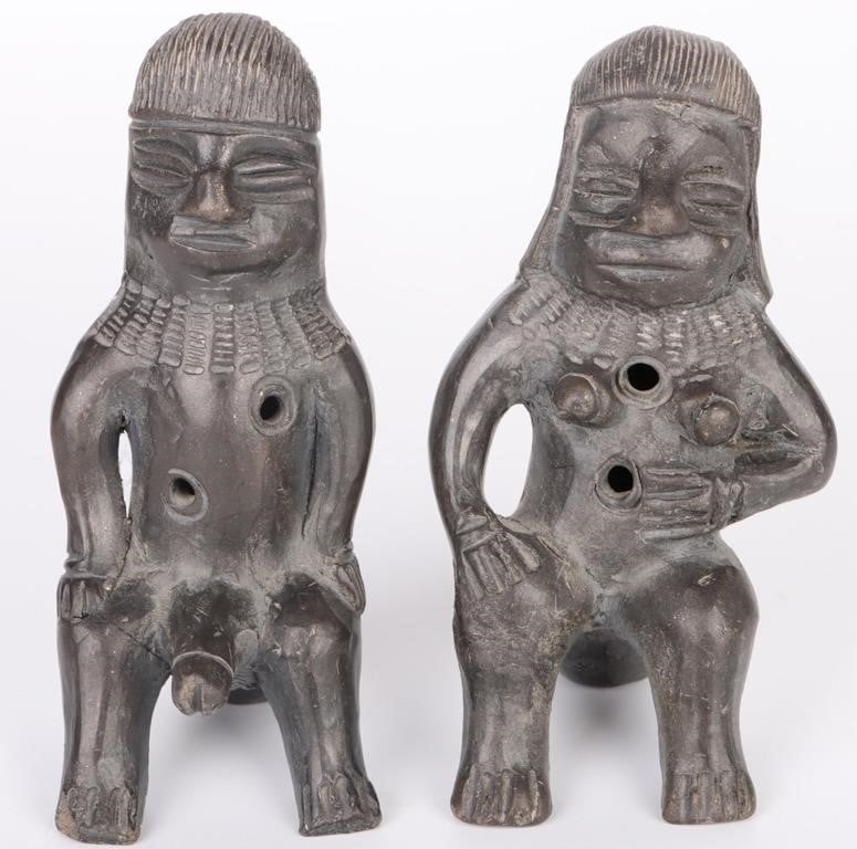 PERUVIAN CERAMIC FERTILITY STATUES SET - LOT OF 2 (1 of 5)