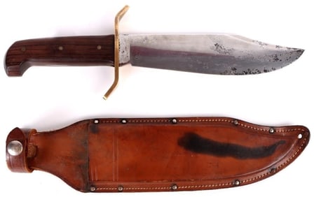 VINTAGE WESTERN 1980'S W49 D BOWIE KNIFE W/ SHEATH