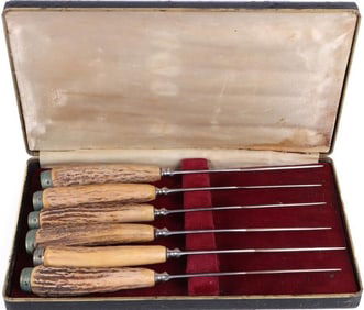 VINTAGE STAG DINNER KNIFE SET SOLINGEN GERMANY