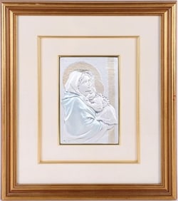 FRAMED 0.925 PLAQUE OF MARY & BABY JESUS PLAQUE