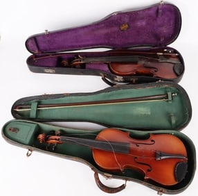 TWO VINTAGE ANTONIUS HANDCRAFTED 23.50' VIOLINS